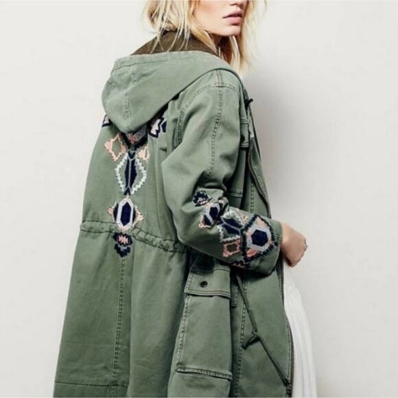 Free People Embroidered Parka Coat Jacket - Picture 1 of 7